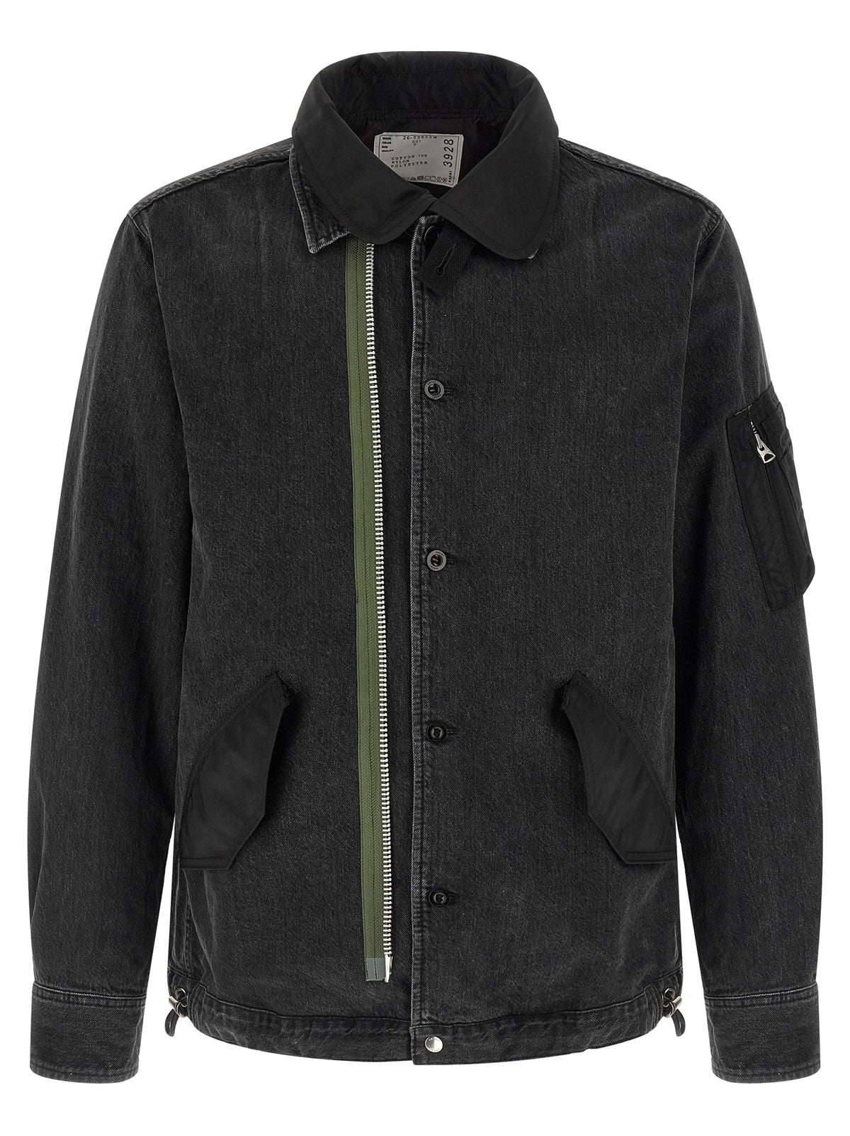 Nylon insert denim jacket