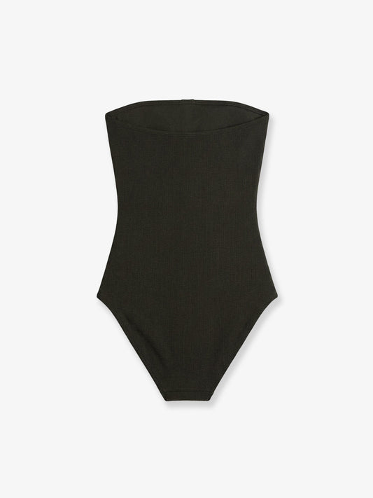 One-piece swimsuit with ribbed pattern