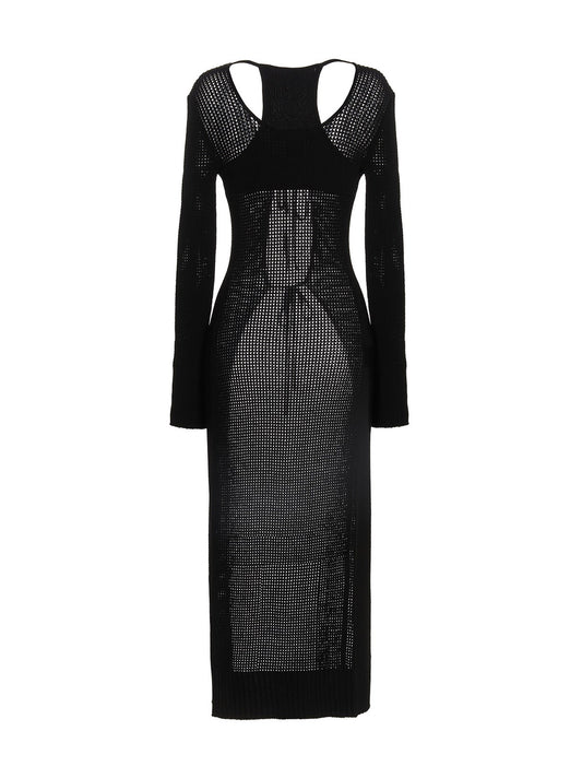 Openwork long cardigan