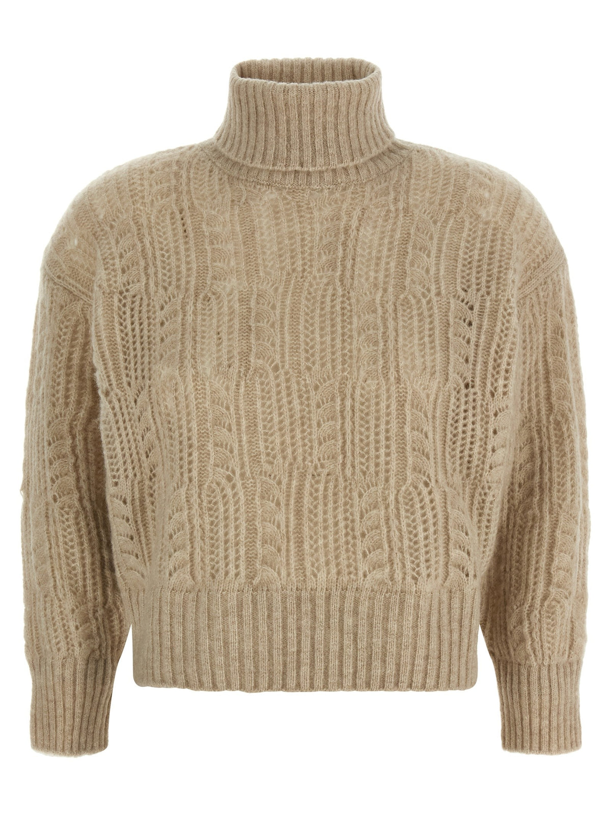 Openwork turtleneck sweater