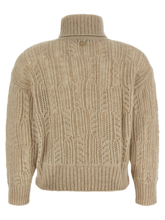 Openwork turtleneck sweater