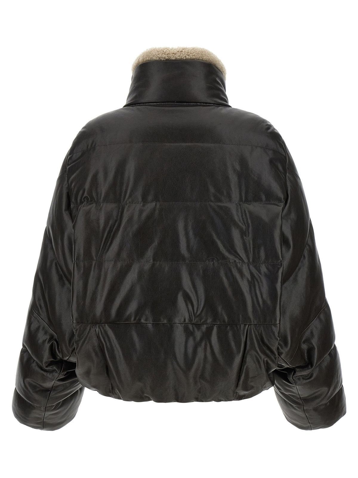 Padded leather jacket