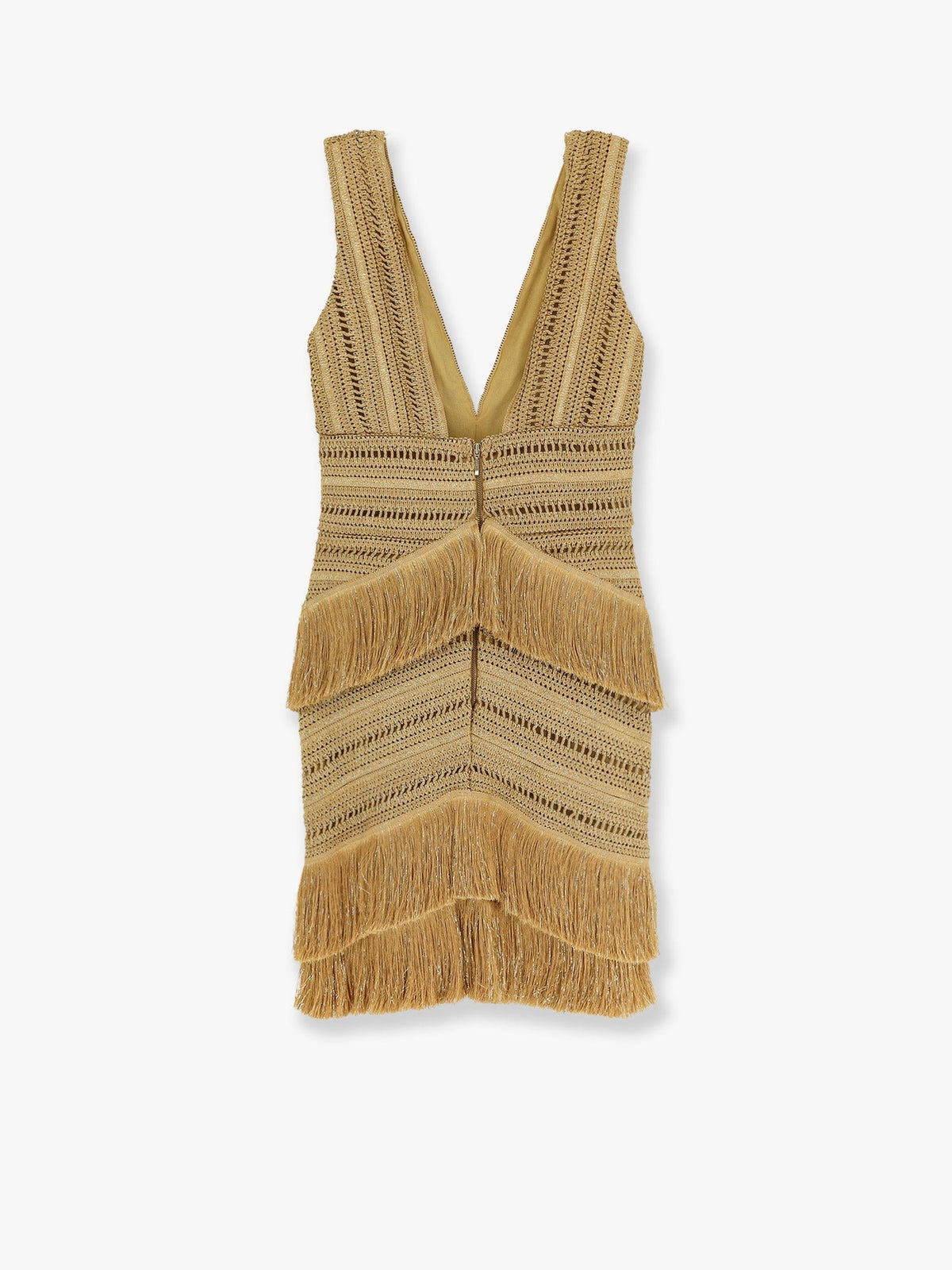 Pampas mini dress with embroidery and fringes