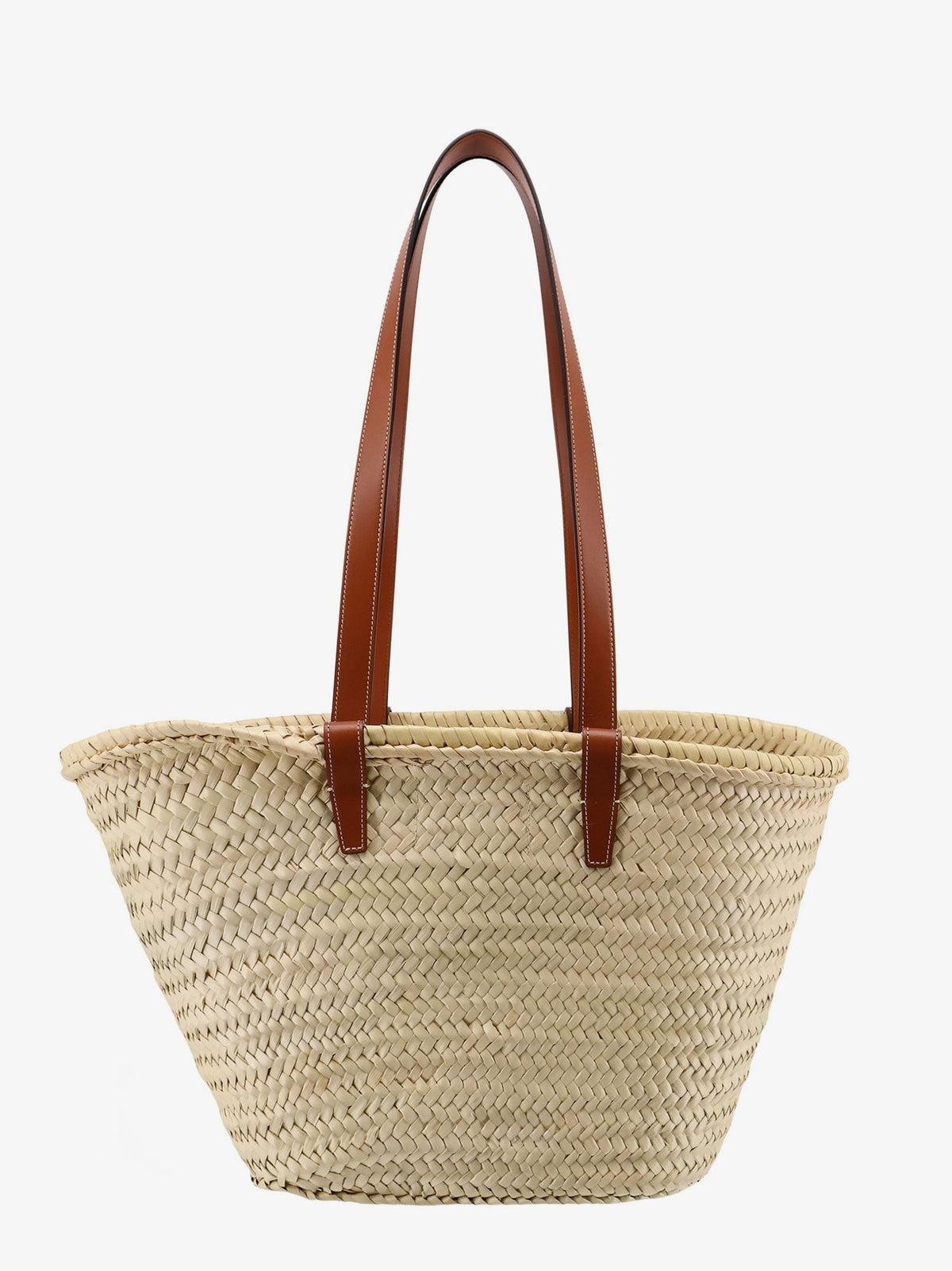 Panier shoulder bag in raffia with leather details