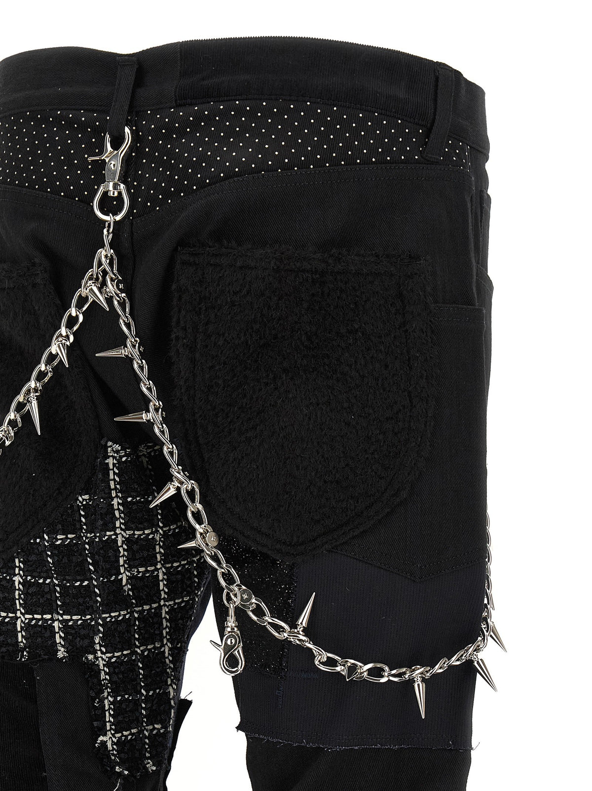 Patchwork jeans with kilt