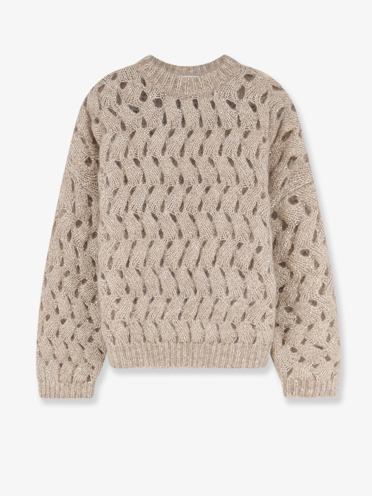 Perforated sweater with micro sequins