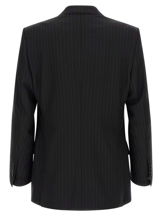 Pinstriped double-breasted dress