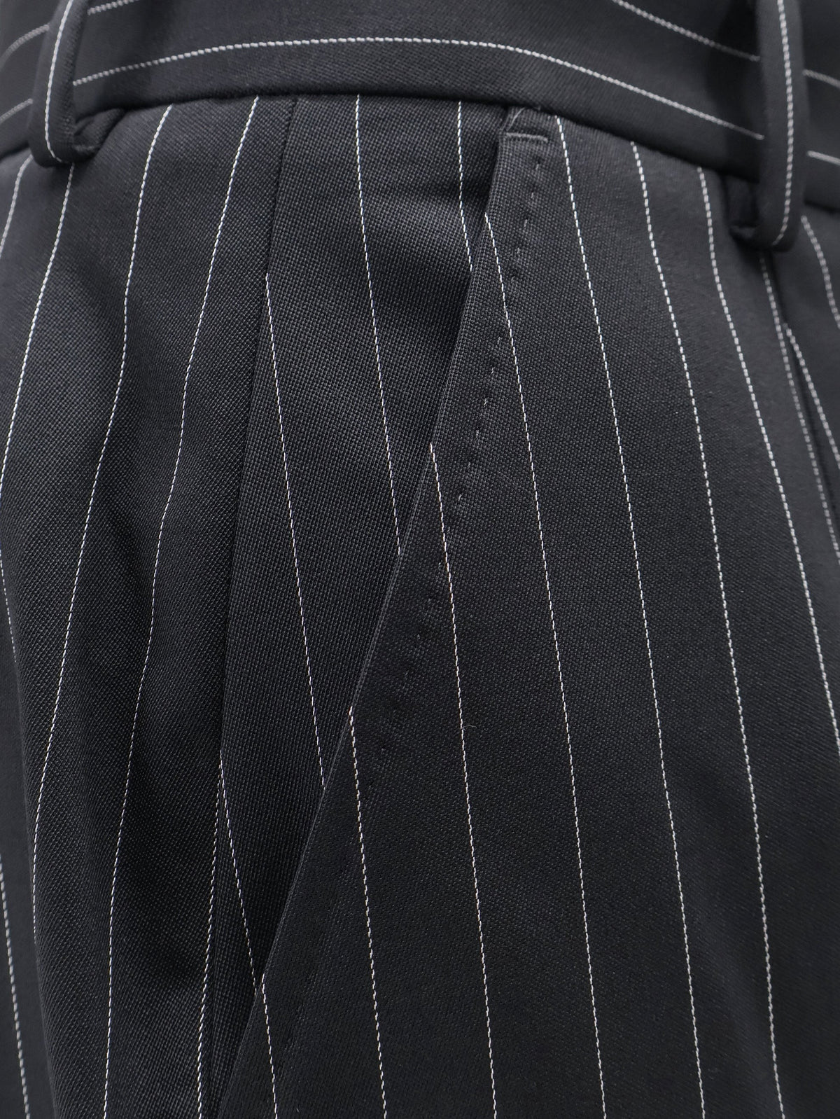 Pinstriped stretch wool trousers