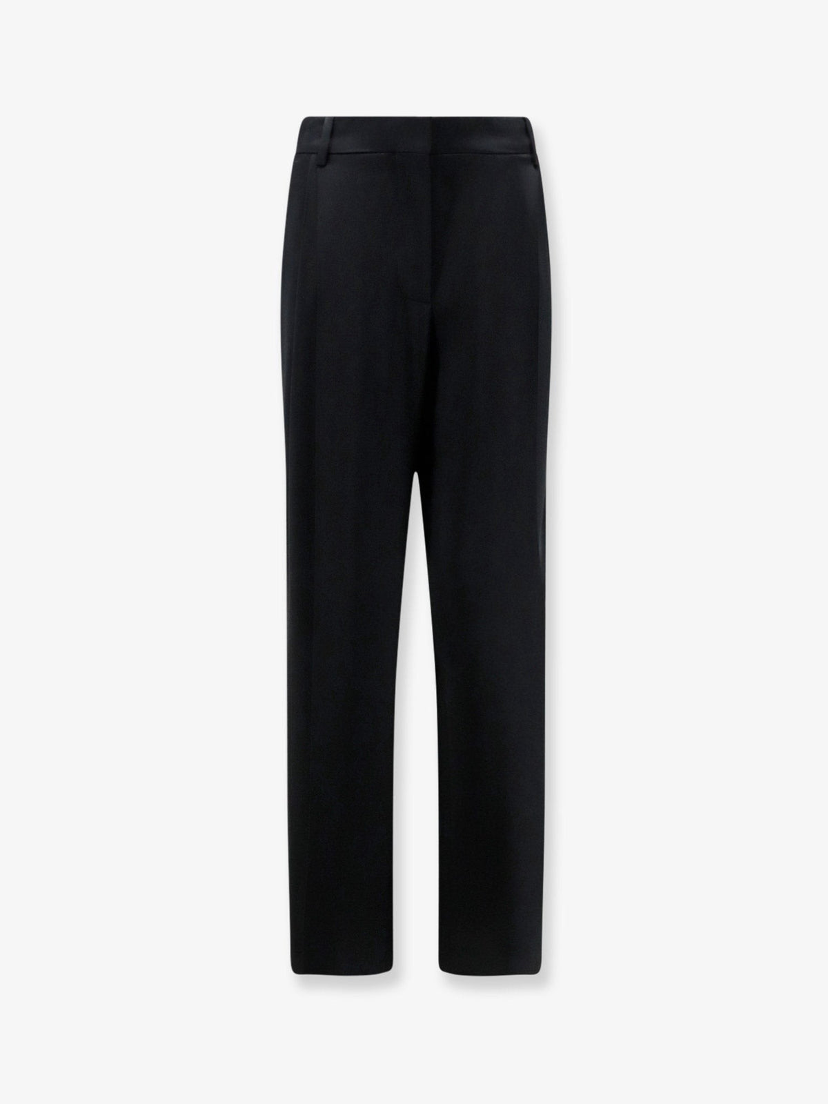 Pleated Straight Satin Trousers