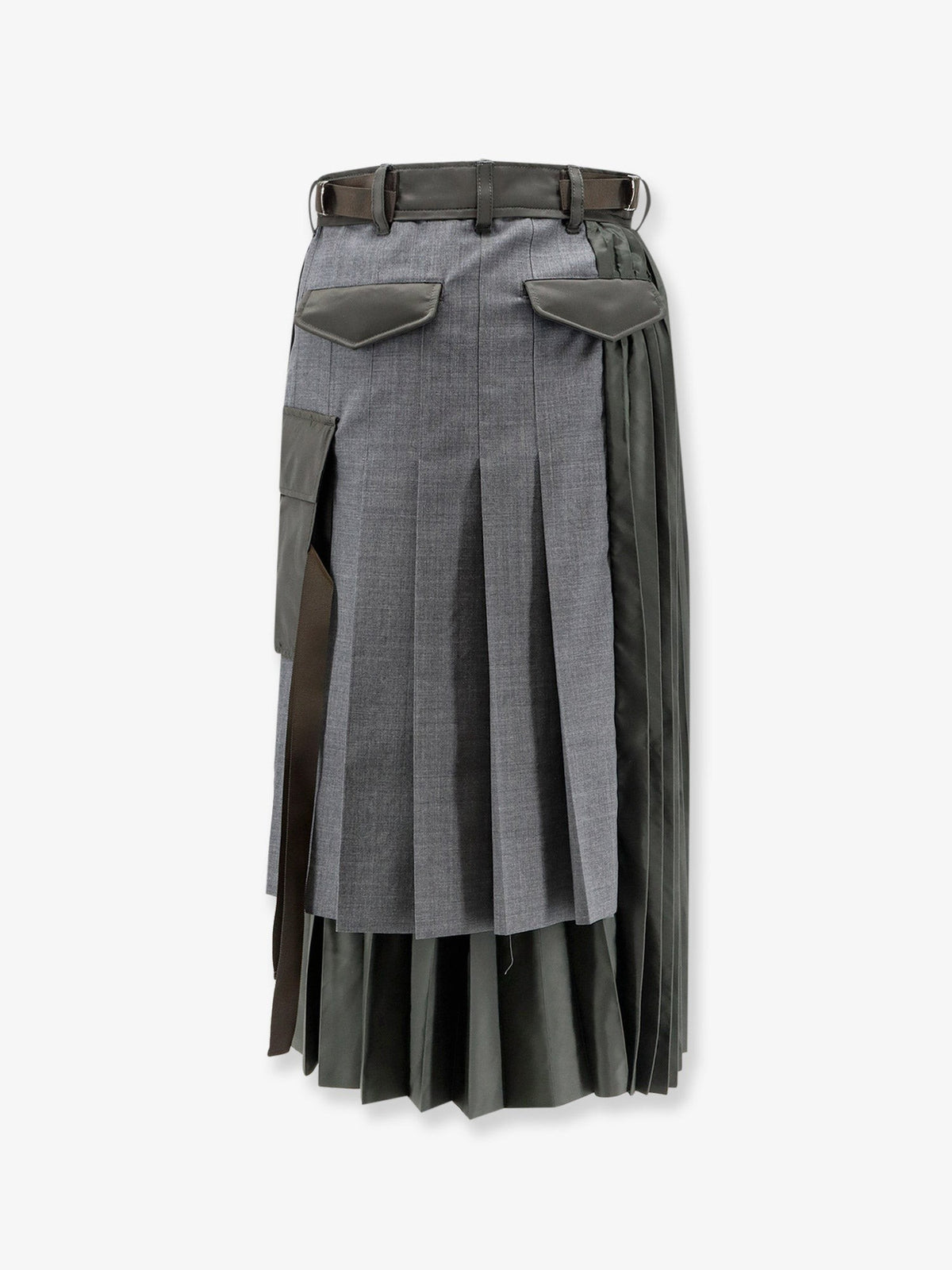Pleated wool blend skirt