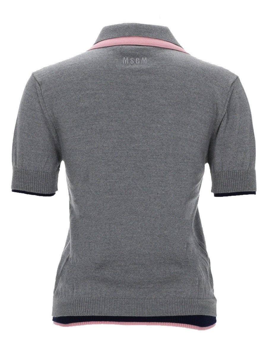 POLO IN LANA CON DOPPIO BORDO