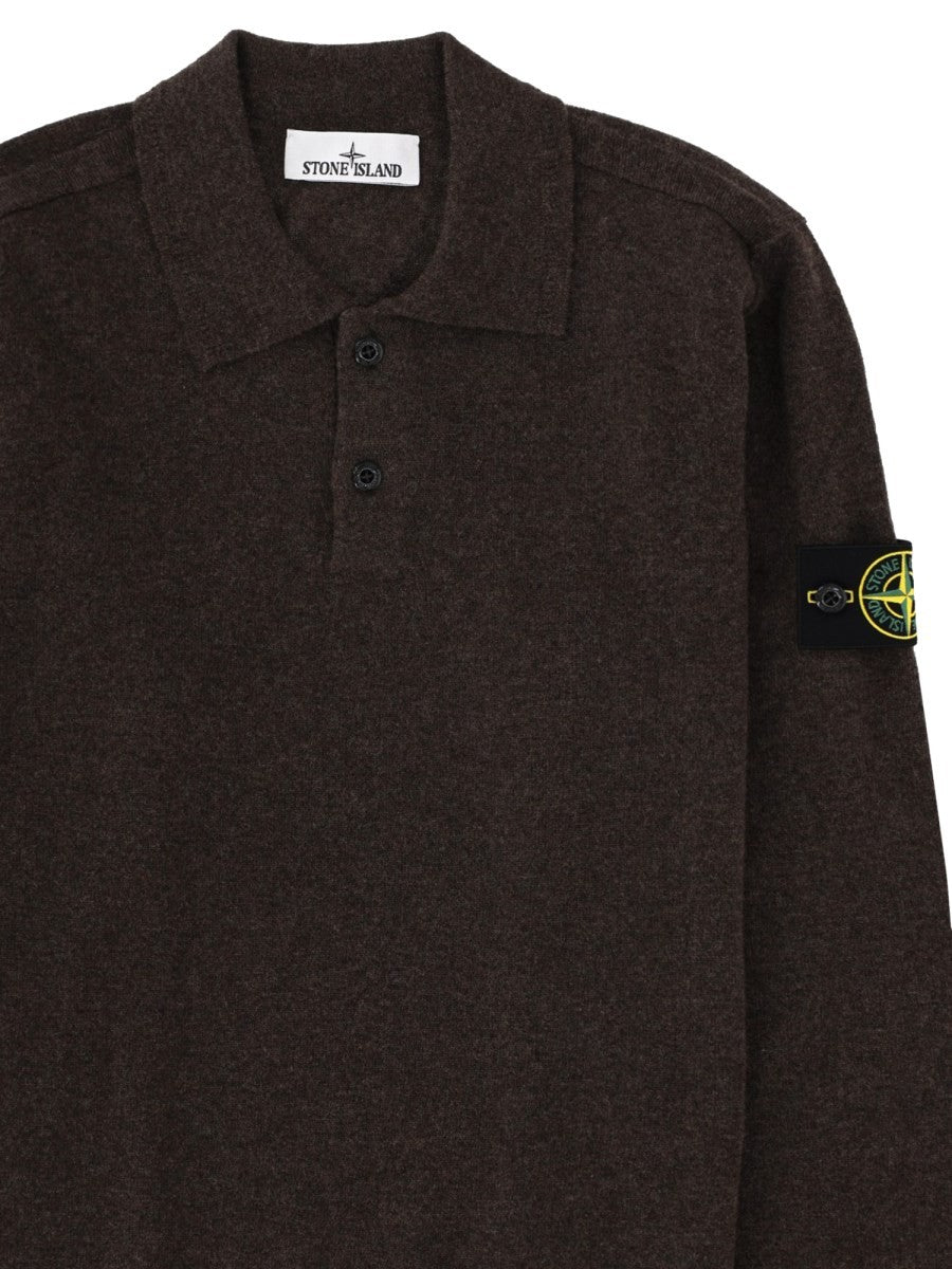 Polo In Maglia Con Patch Logo