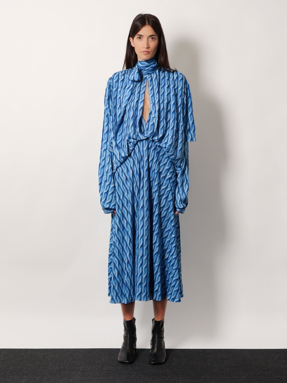 Printed fabric long dress