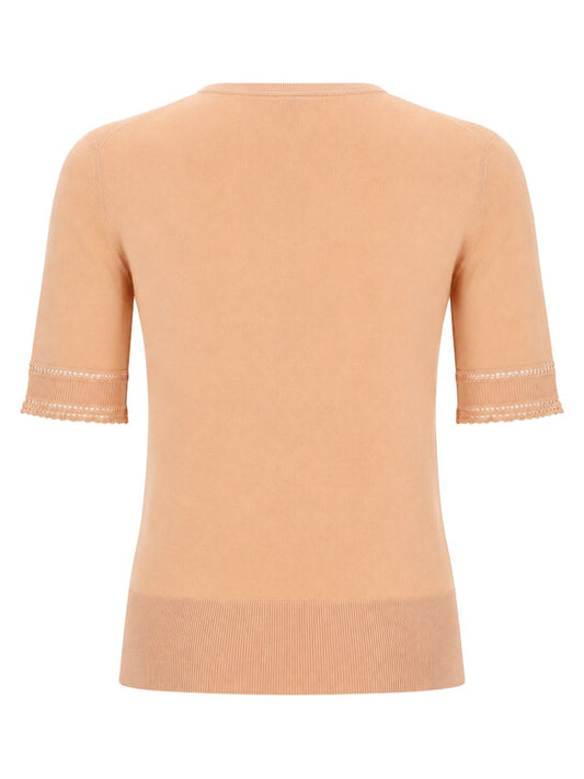 PULLOVER A MANICHE CORTE IN MAGLIA DI LANA