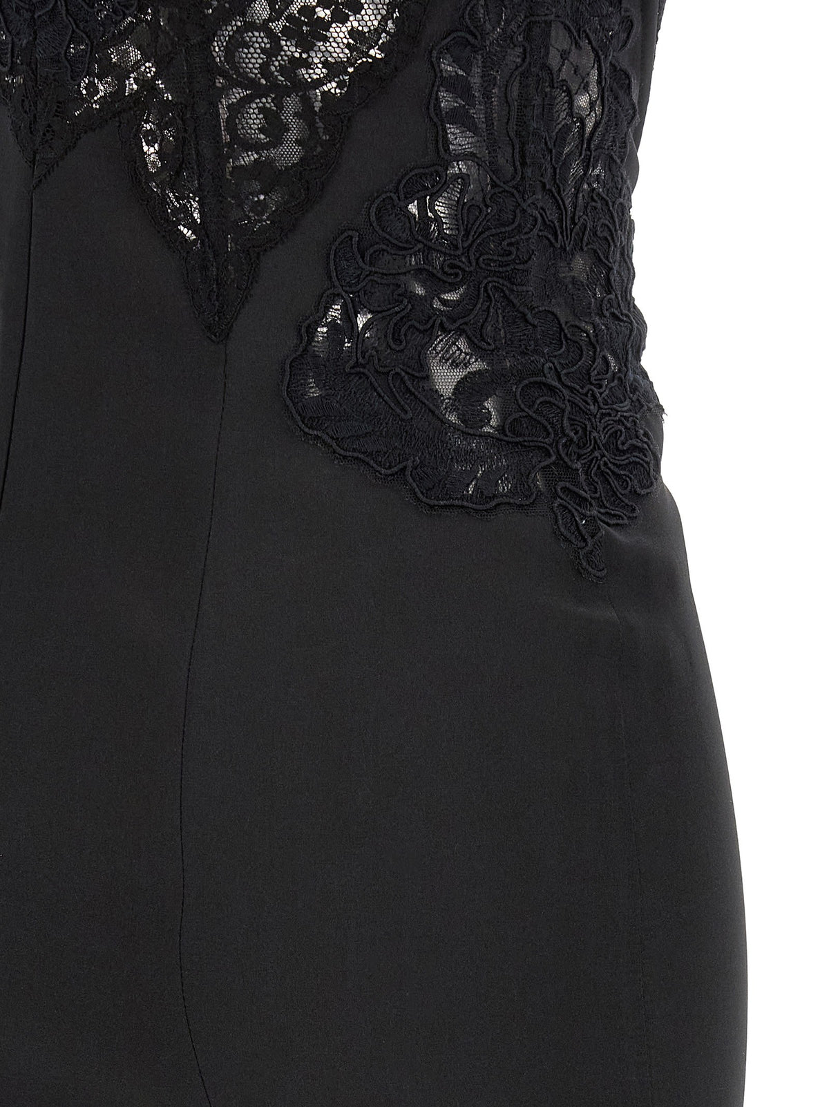 Rebrodé lace lingerie dress black