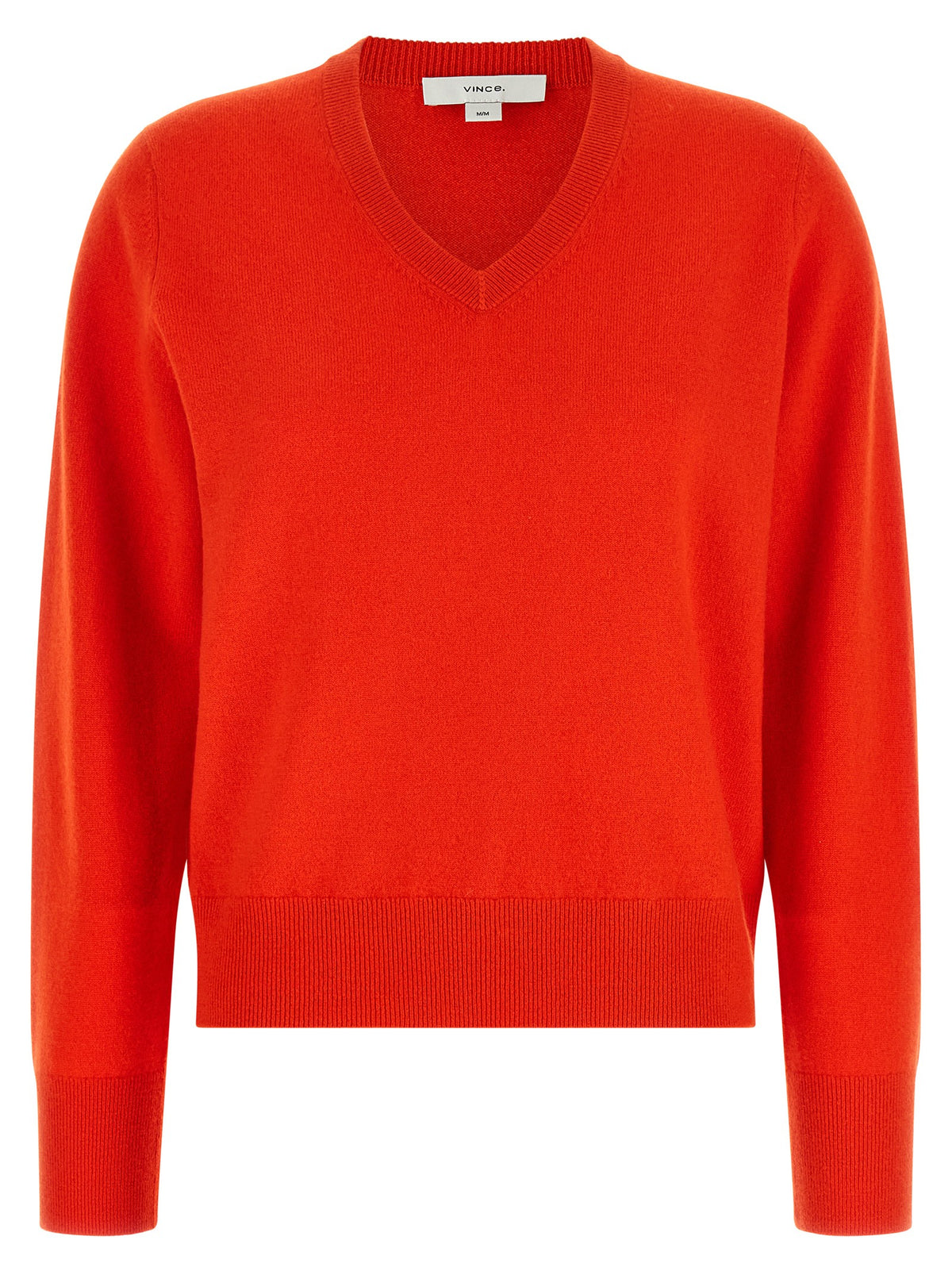 Red cashmere V-neck sweater