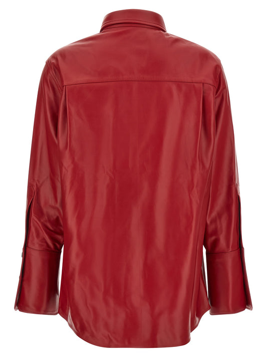 Red leather shirt
