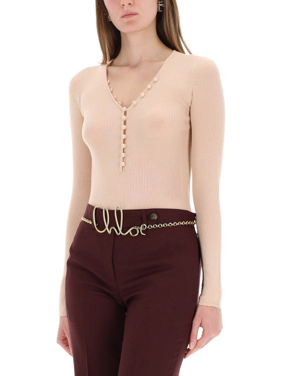 RIBBED KNIT WITH BUTTONS