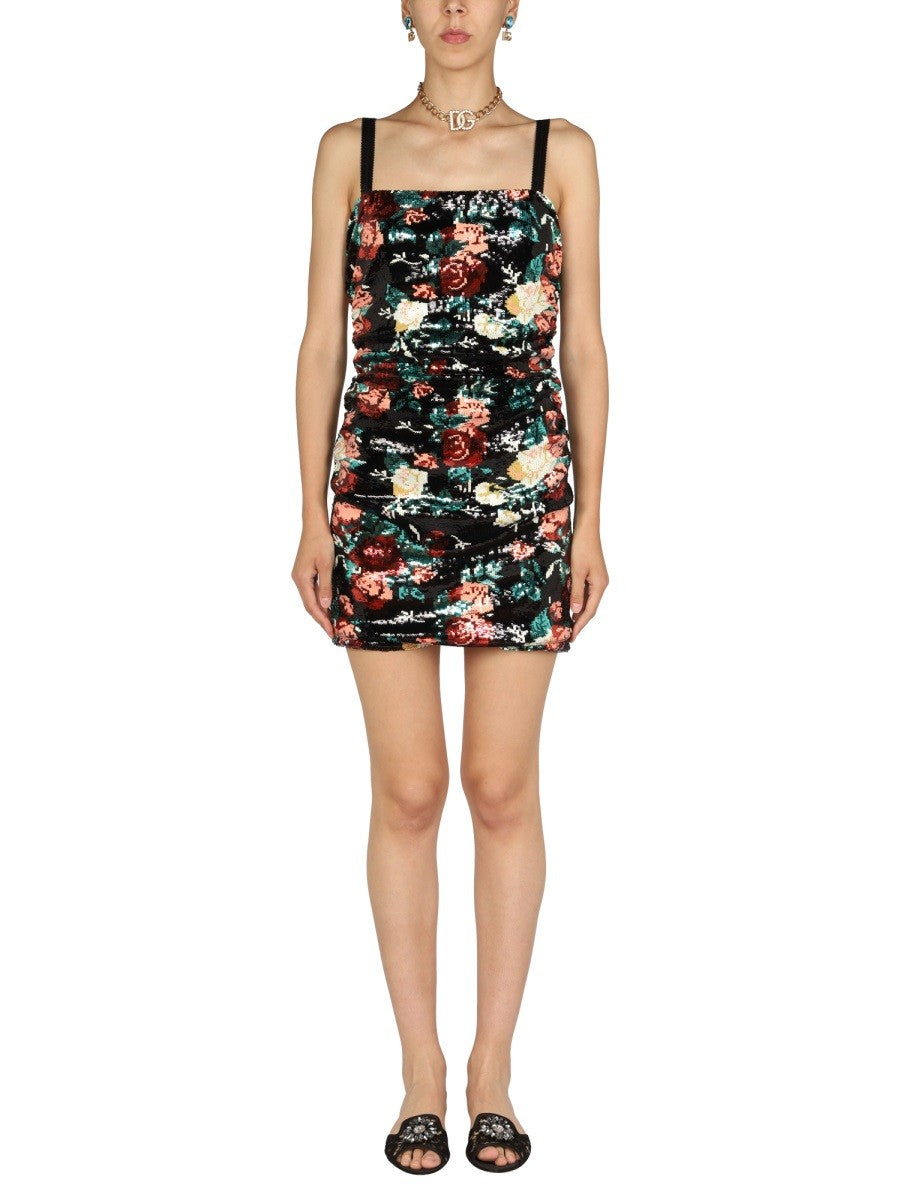 ROSE EMBROIDERY SHORT DRESS