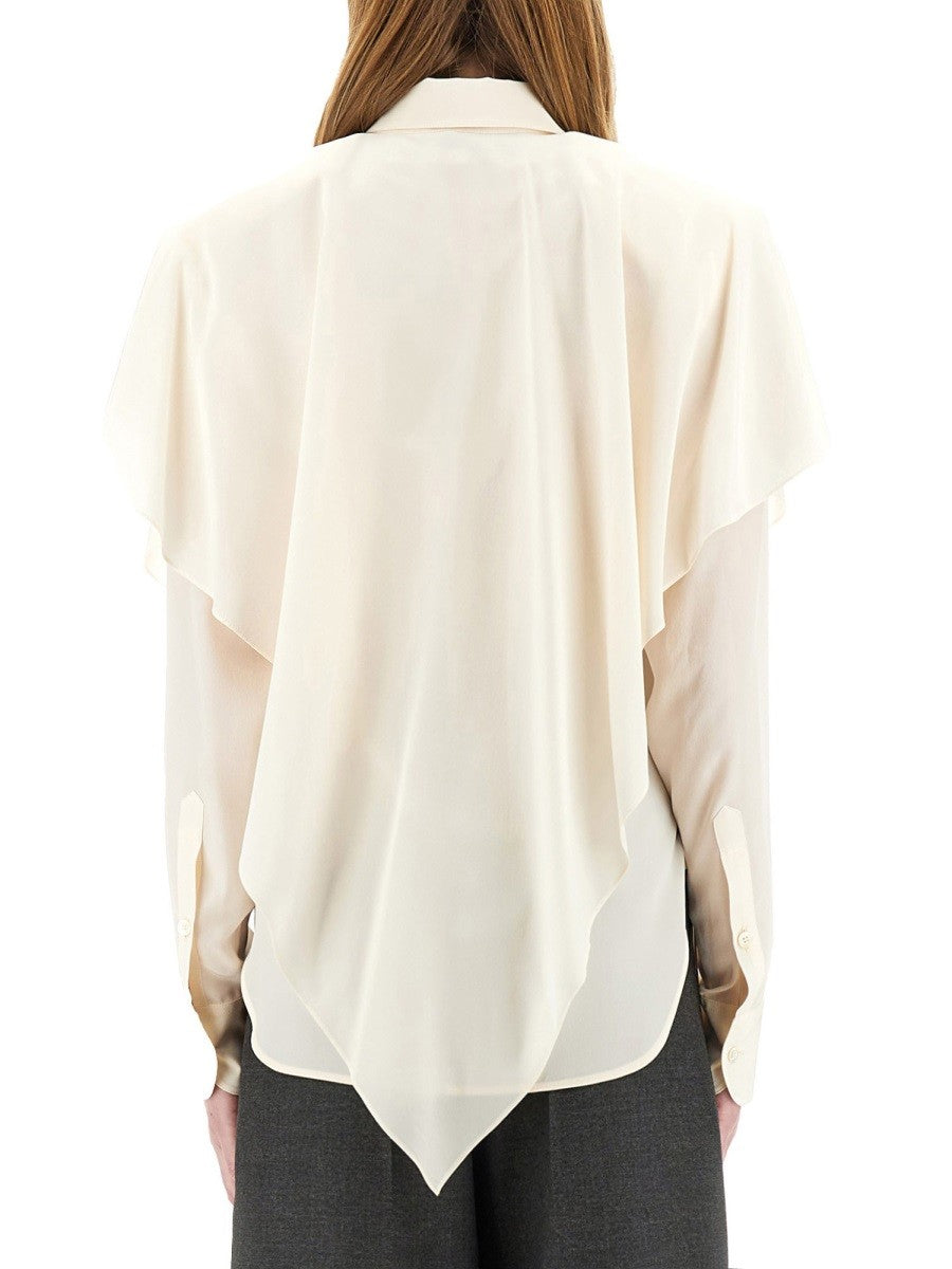 SEMI-TRANSPARENT SHIRT WITH LAYERED PANEL