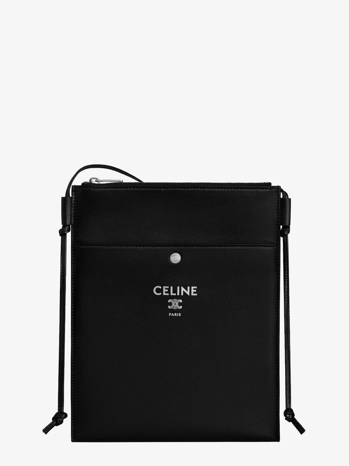 Sharp leather crossbody bag with logo on the front