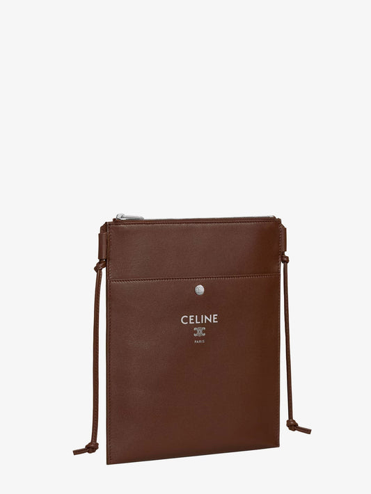 Sharp leather crossbody bag with logo on the front