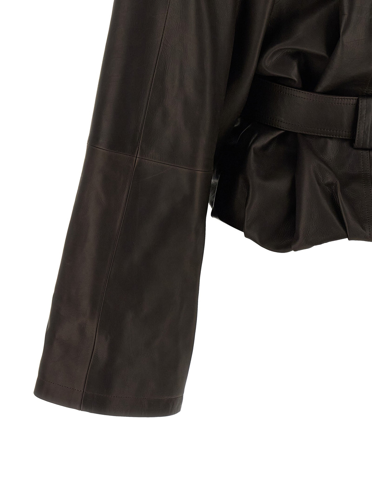 Shawl collar leather jacket