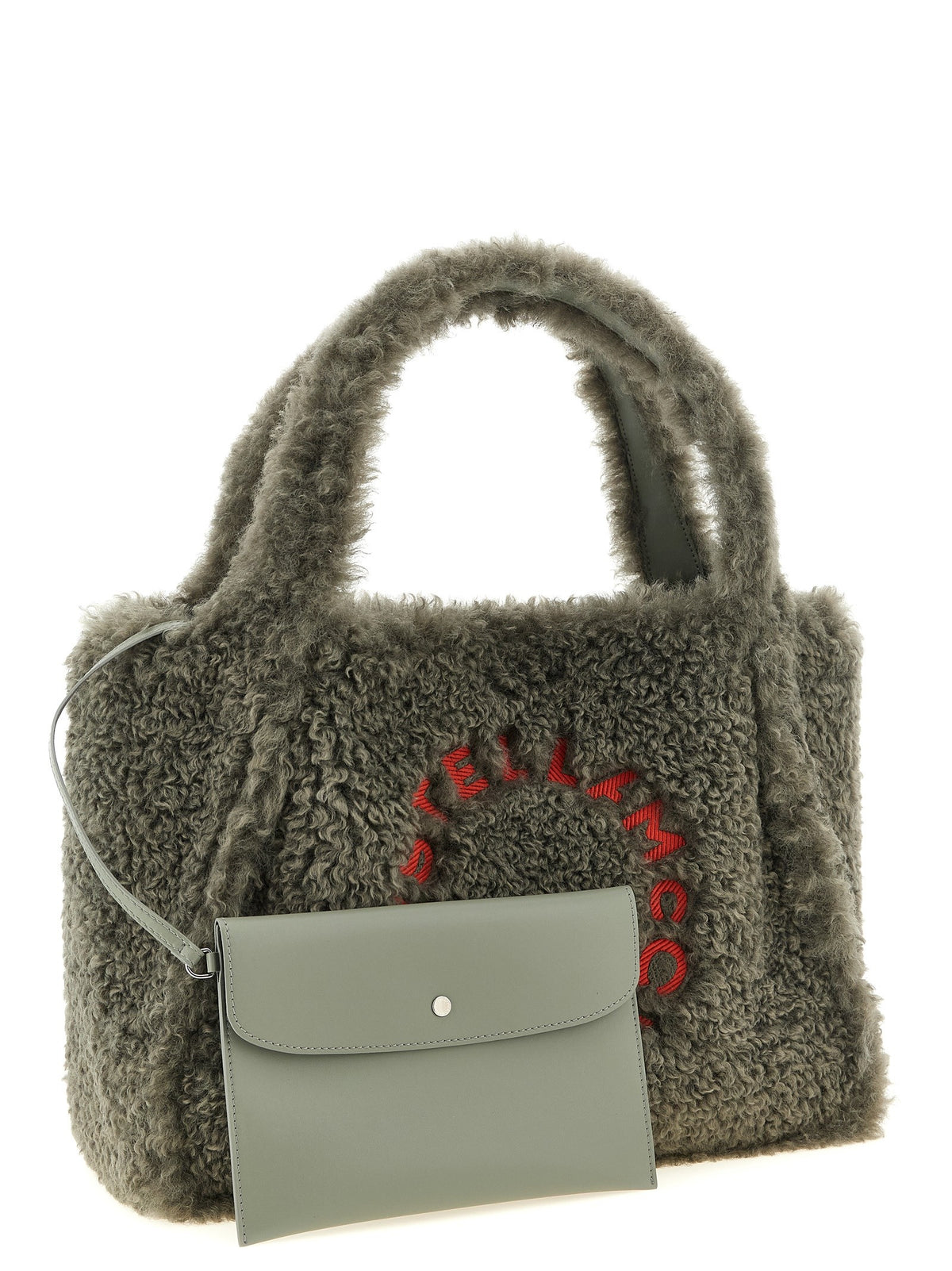 Shearling logo shopping bag