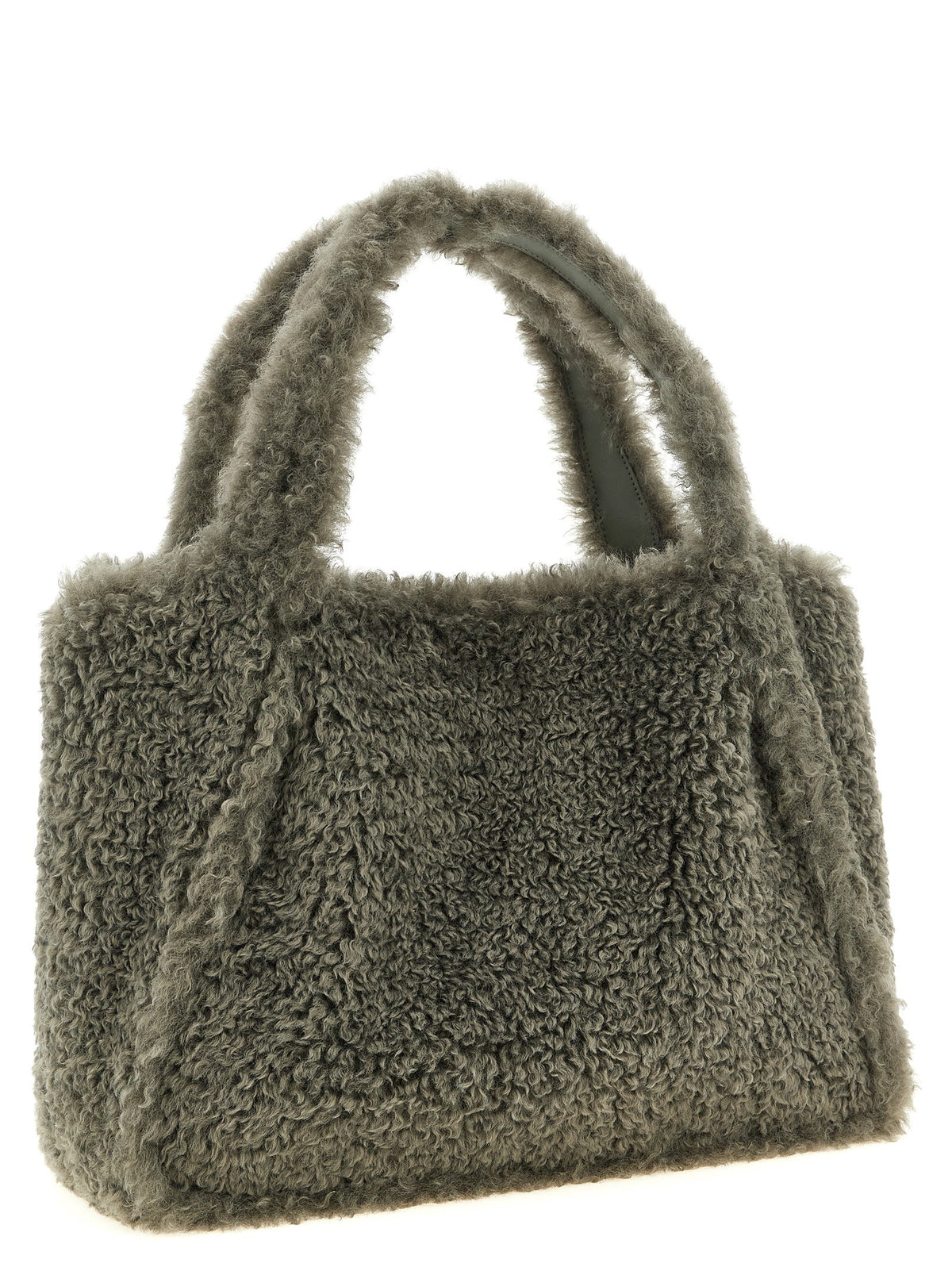 Shearling logo shopping bag