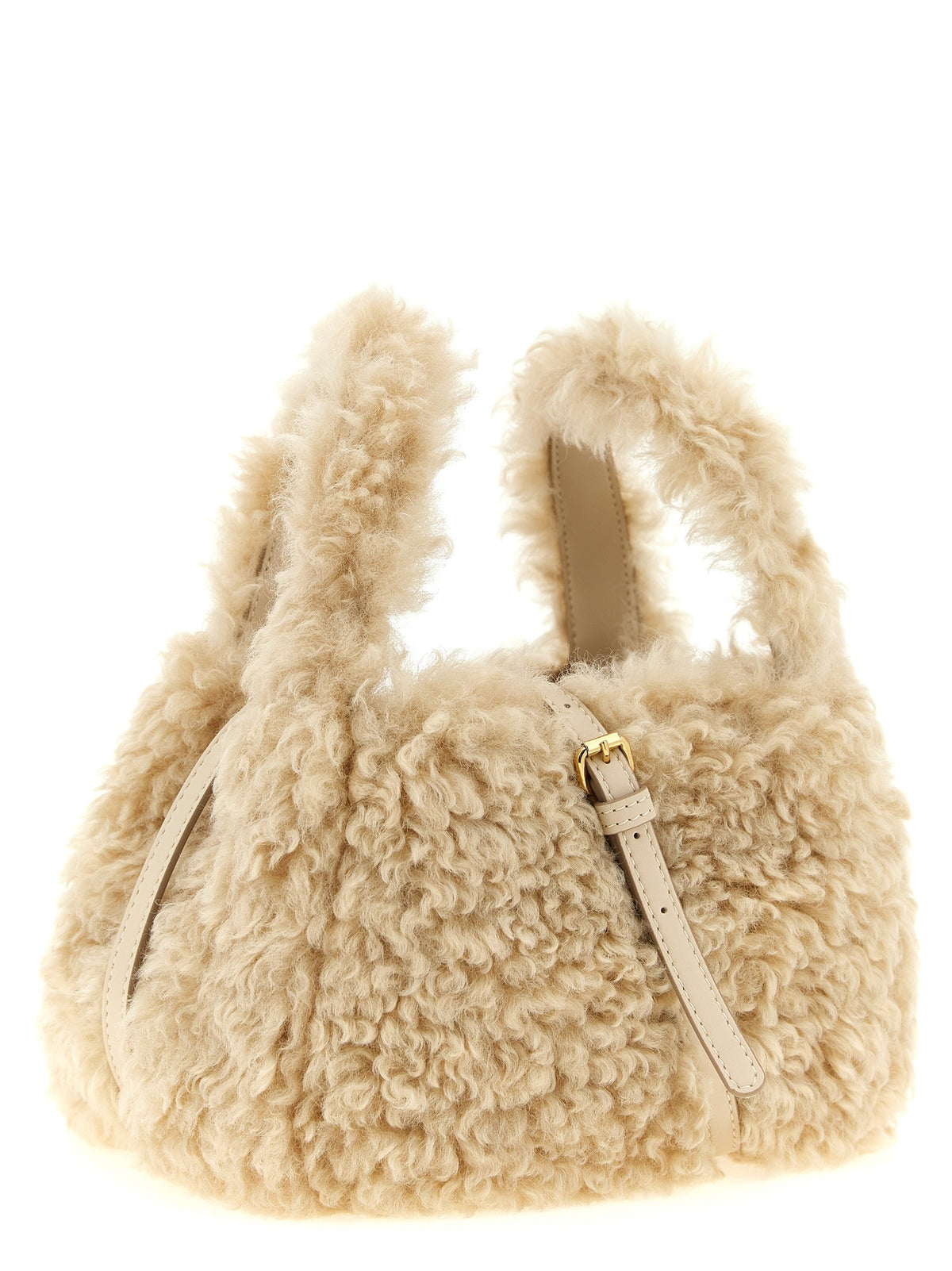 Shearling logo shoulder bag