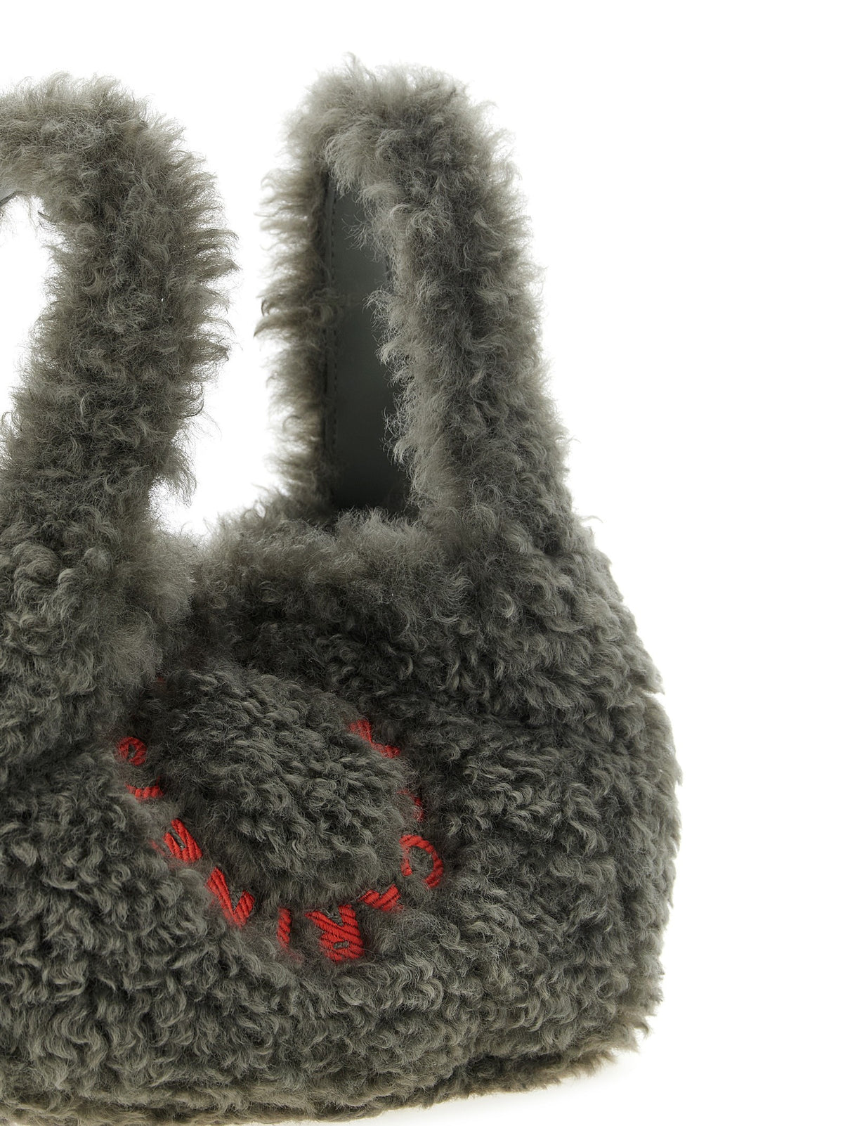 Shearling logo shoulder bag