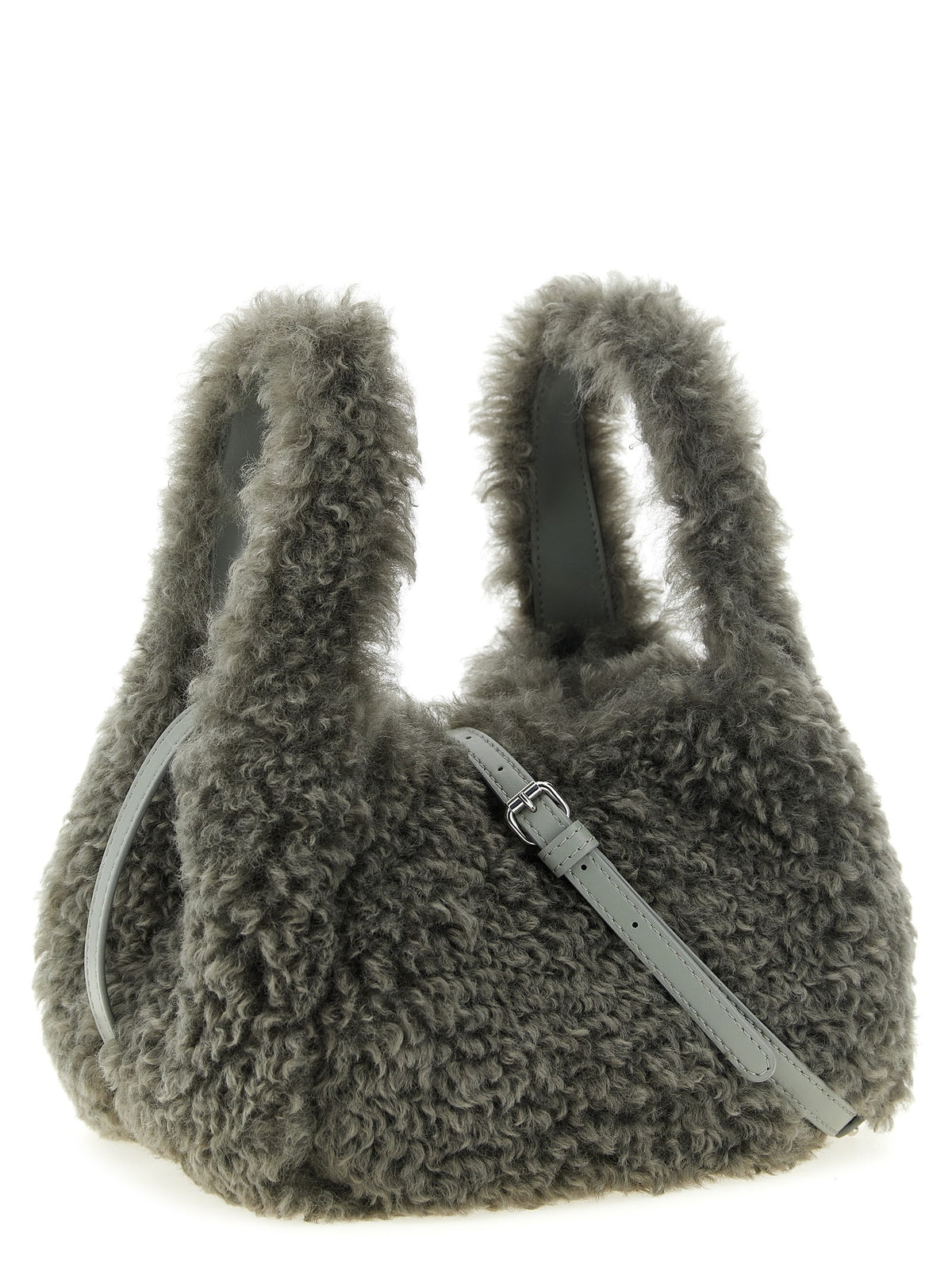 Shearling logo shoulder bag
