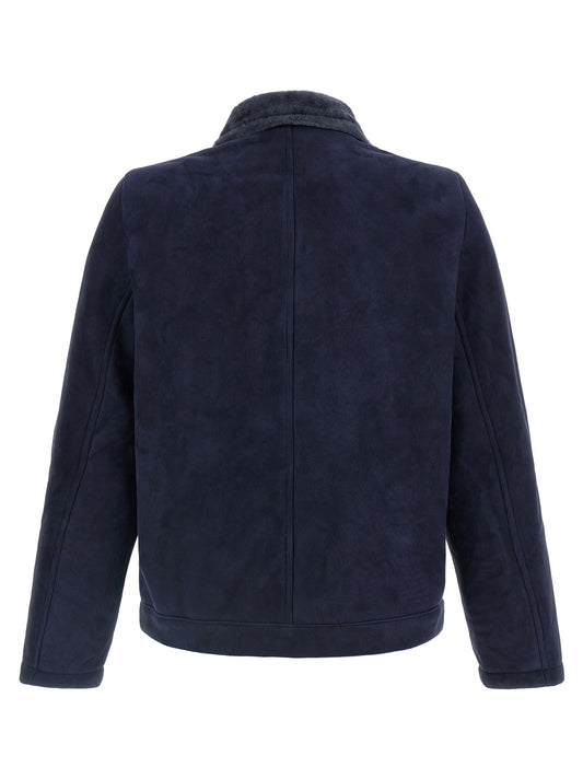 Shearling neck overshirt