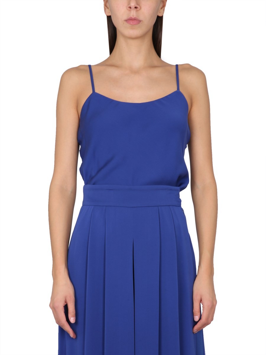 SILK CHARMEUSE TUXEDO TOP