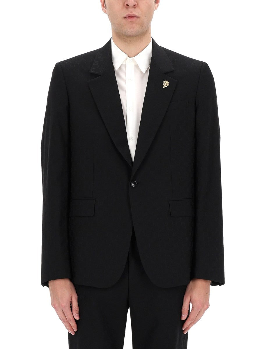 SINGLE-BREASTED JACKET WITH "GG" WEAVE