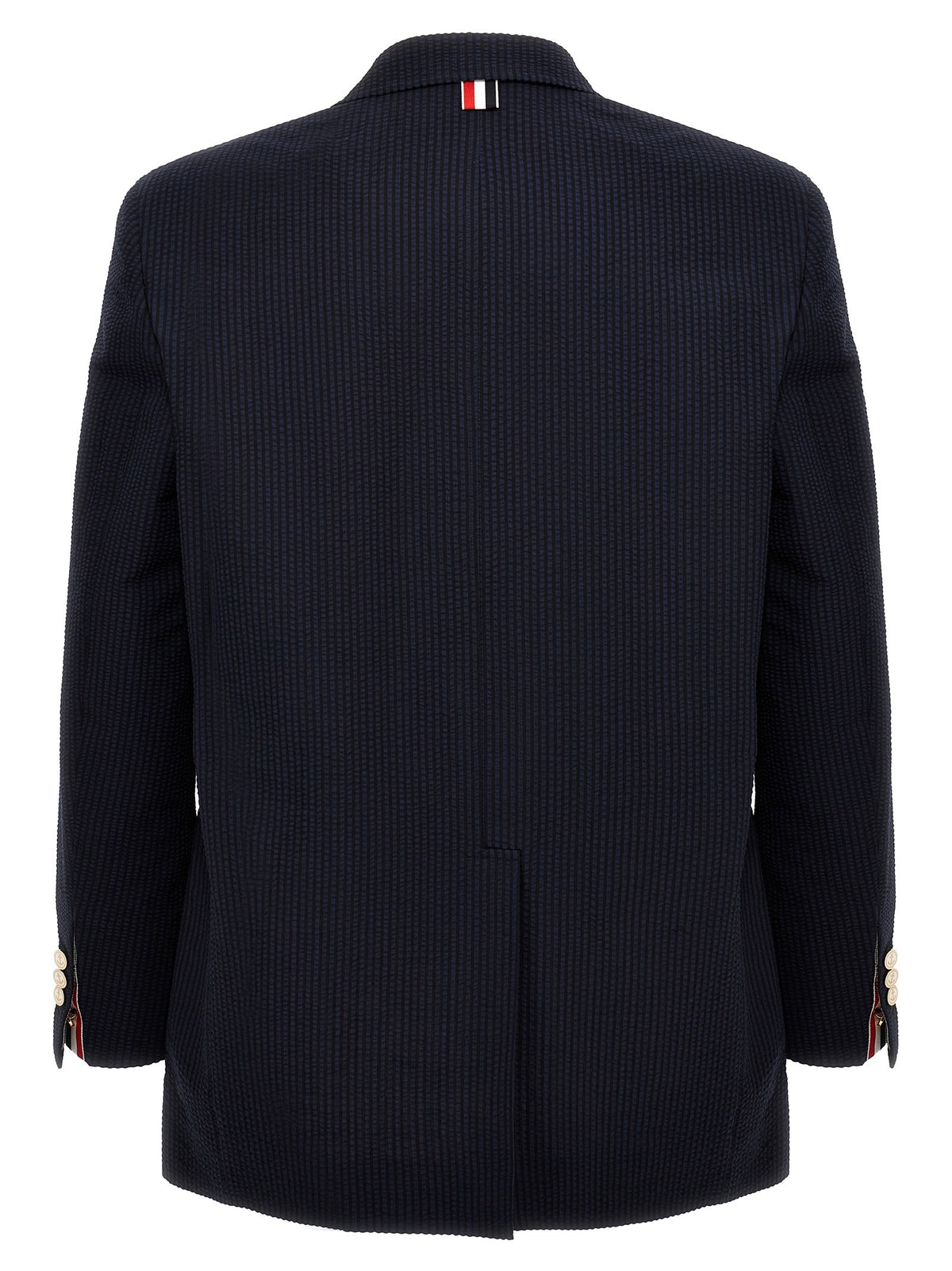 Single-breasted seersucker blazer