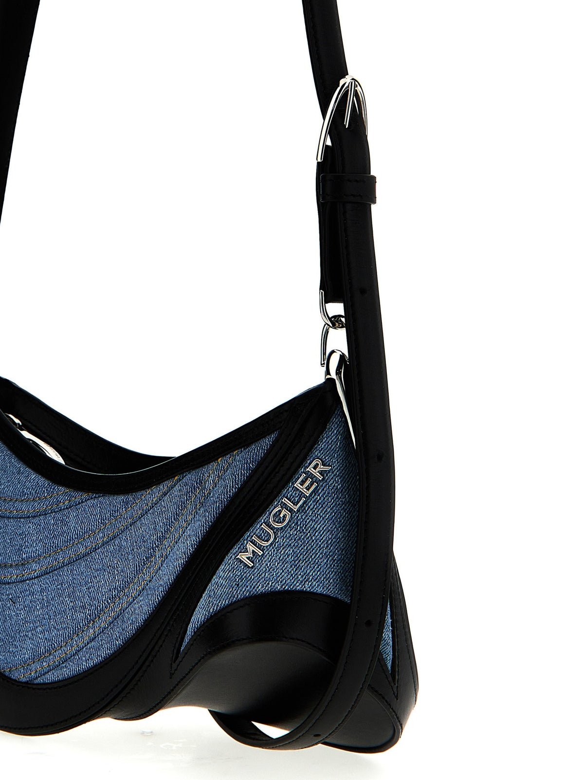 'small denim spiral curve 01' shoulder bag