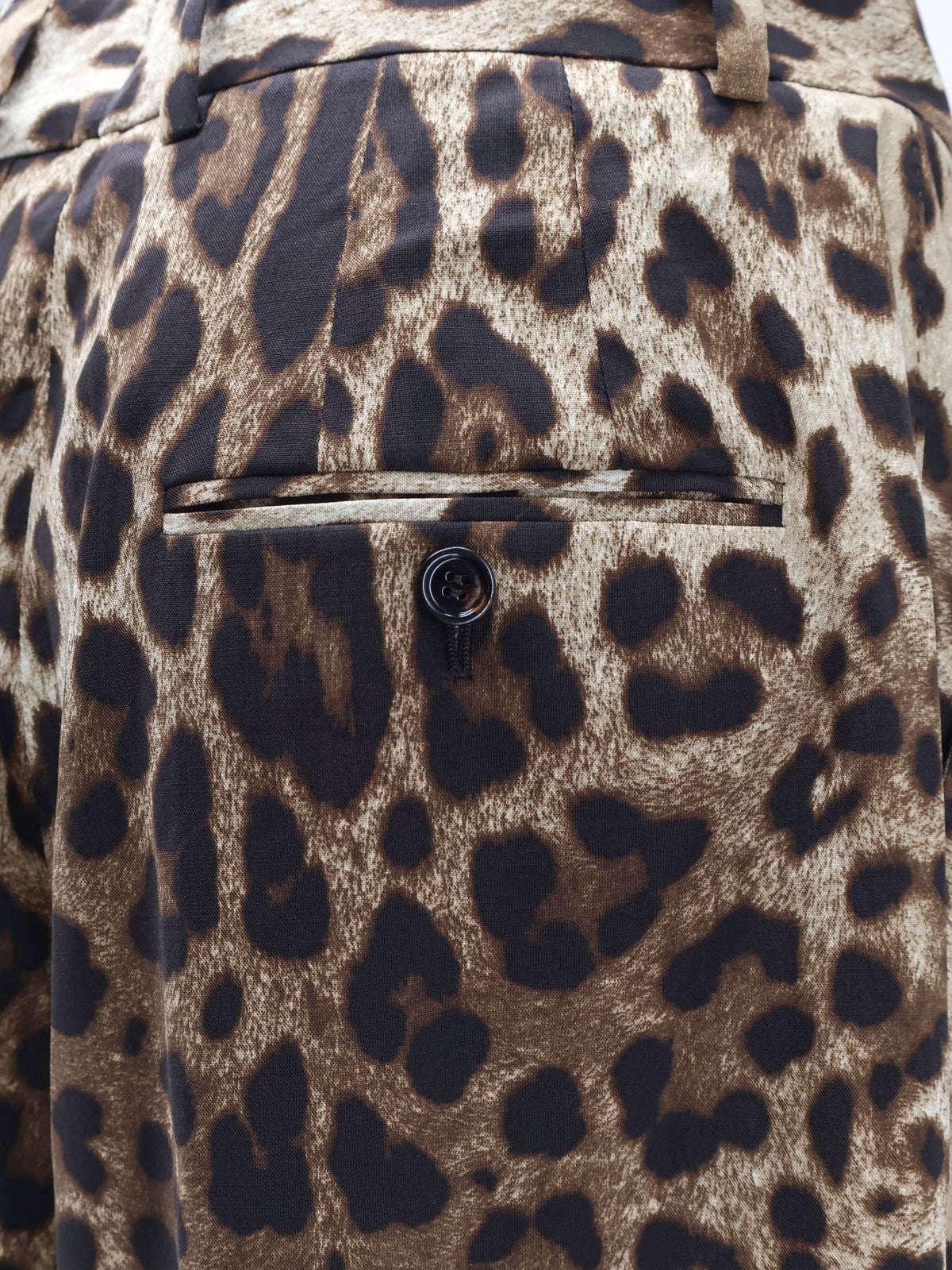 Stretch wool trousers with animal print
