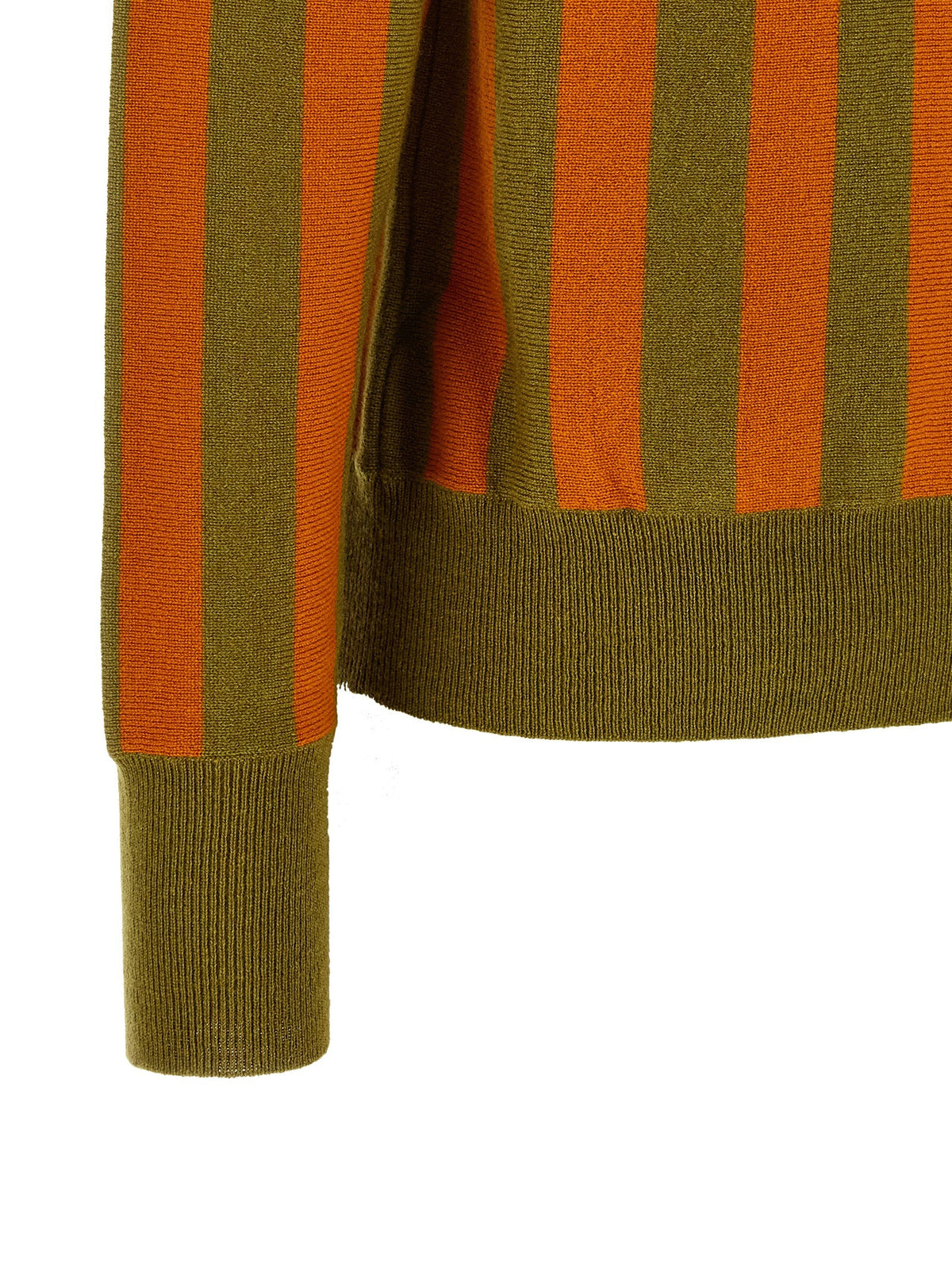 Striped knit polo shirt