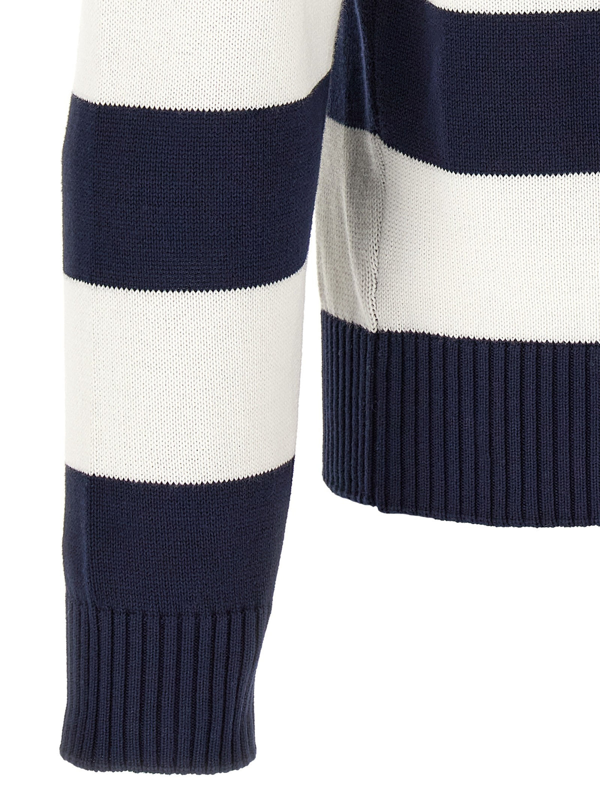 Striped pulover with polo collar