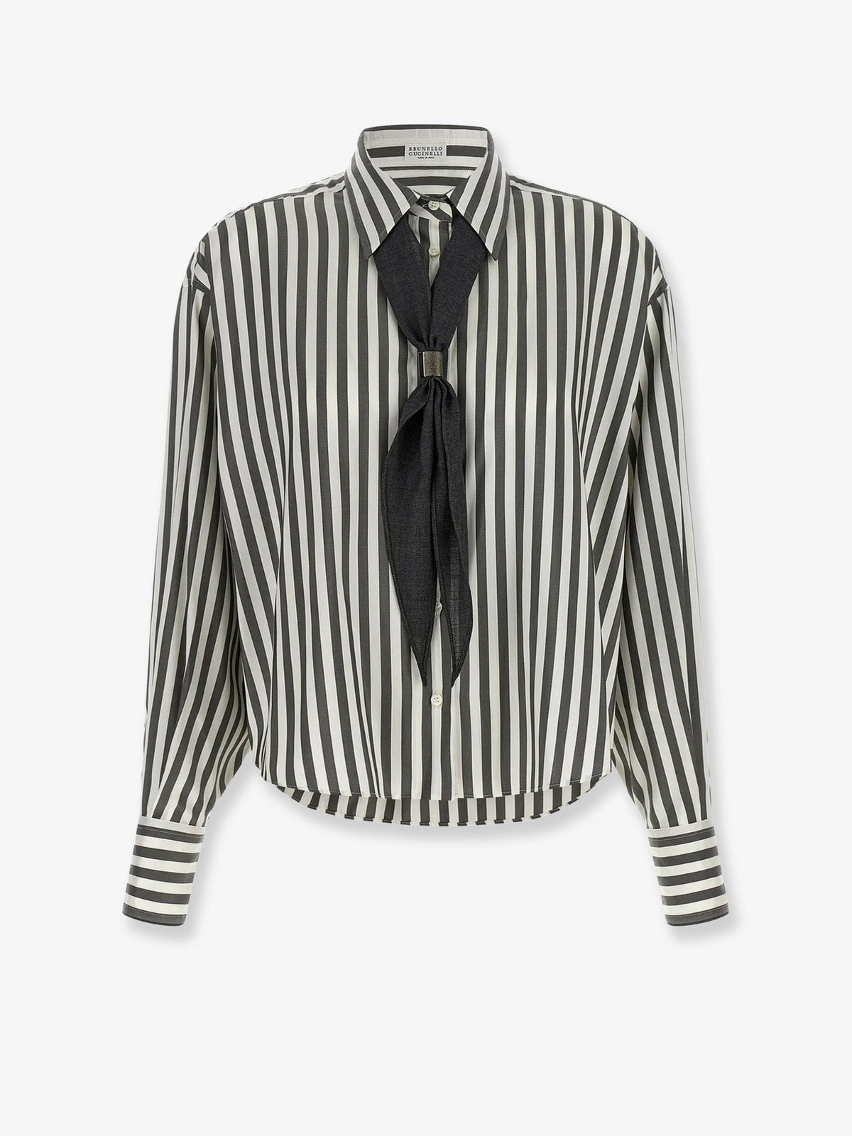 Striped silk shirt with foulard