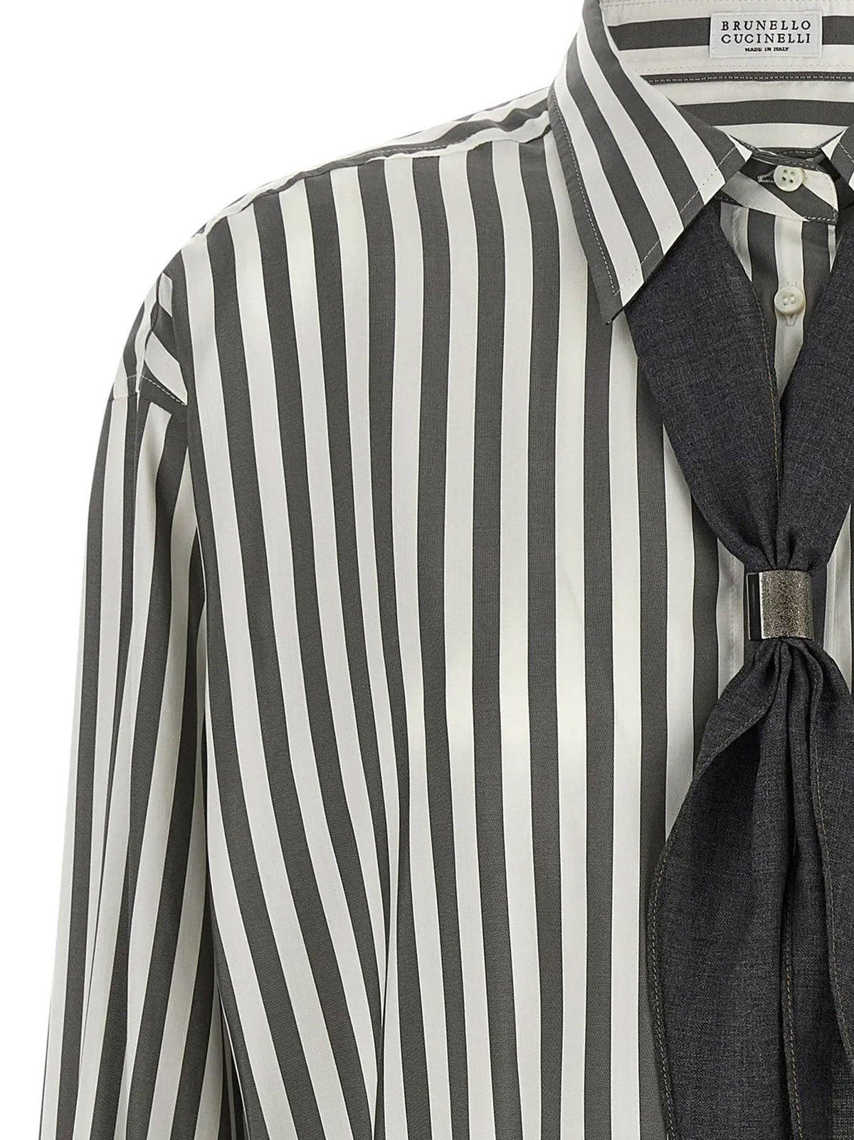 Striped silk shirt with foulard