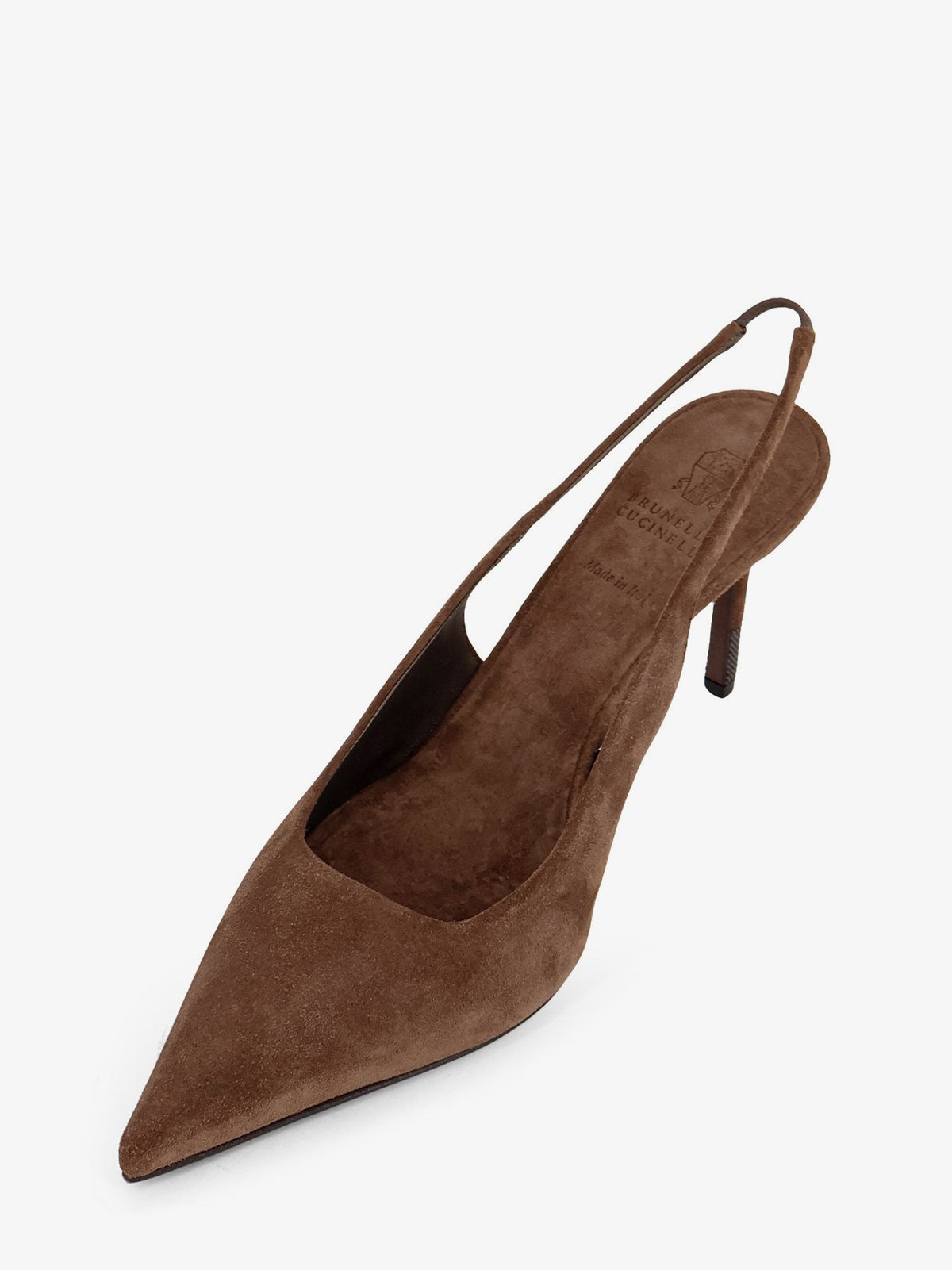 Suede pumps with Monili detail on the heel