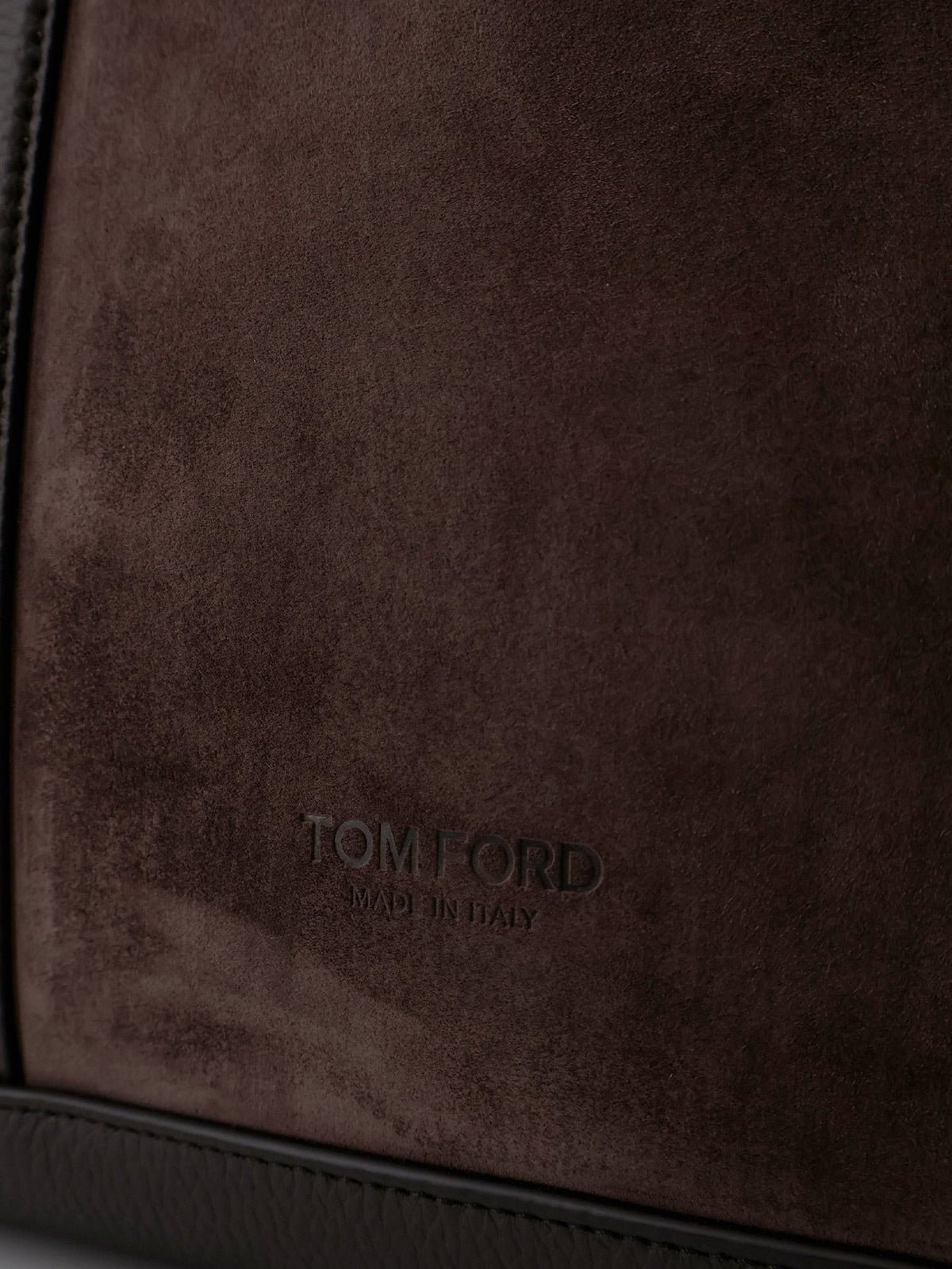 Suede shopping bag with logo engraved on the bottom