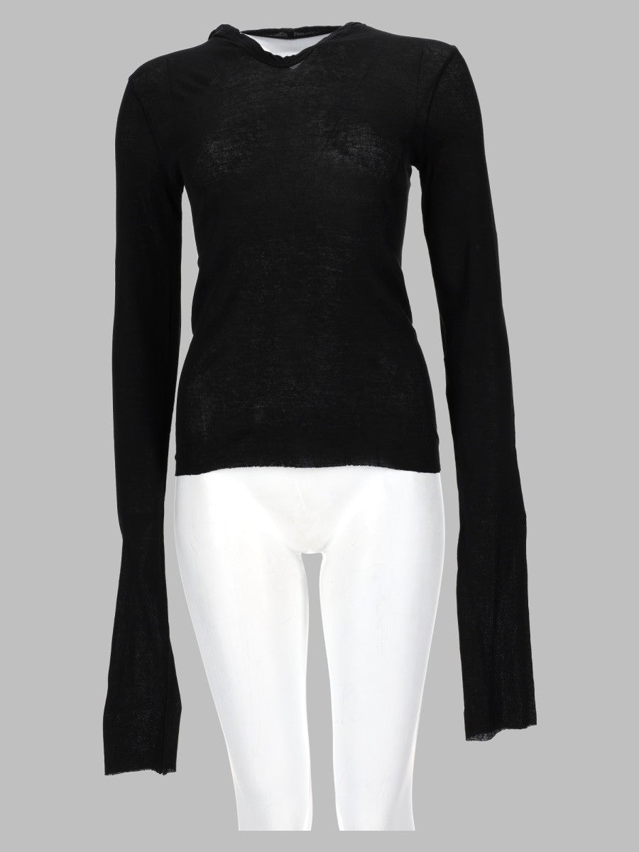 T-SHIRT "CROPPED HOODED RIB LS T"