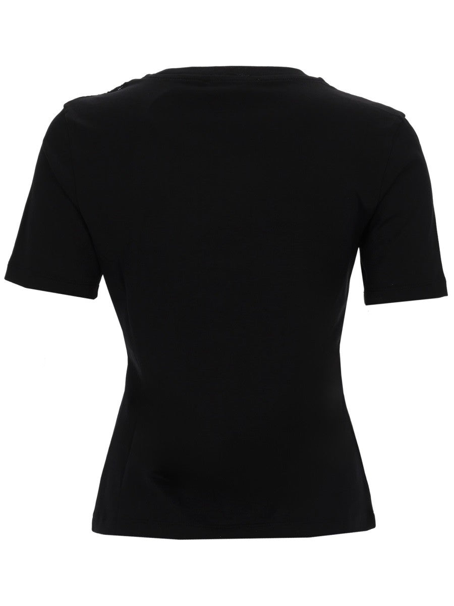 T-SHIRT WITH BOW AND LACE INSERTS