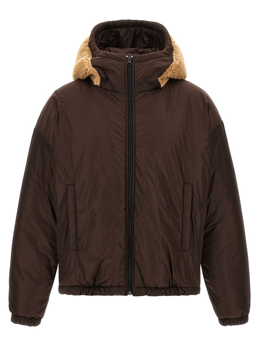 Teddy reversible jacket with logo patch