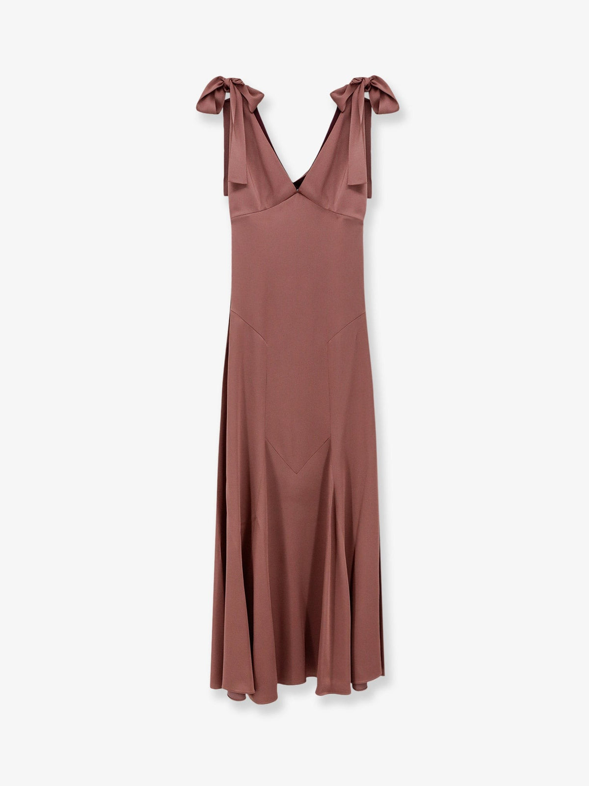Tie-Detailed satin long dress