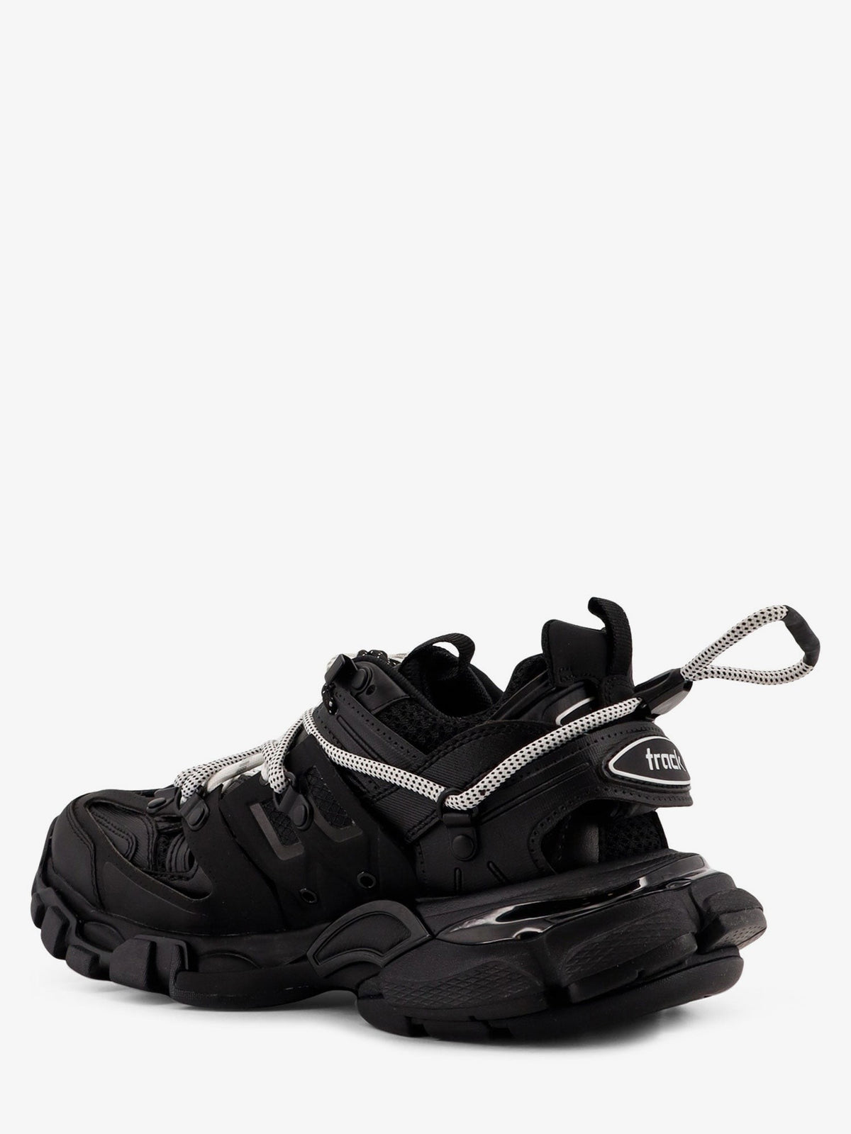 Track mesh sneakers with double laces