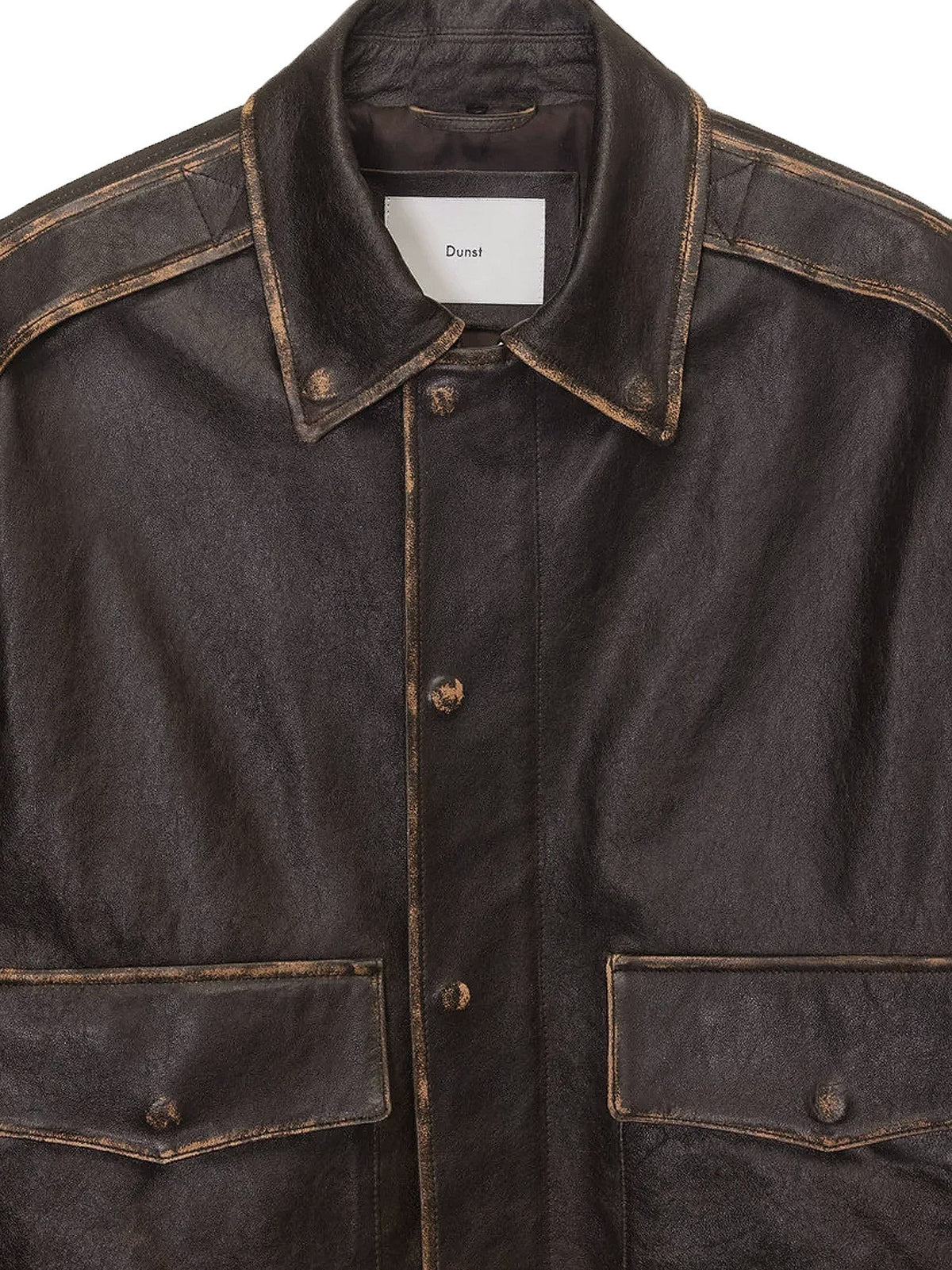 Unisex leather jacket with removable collar